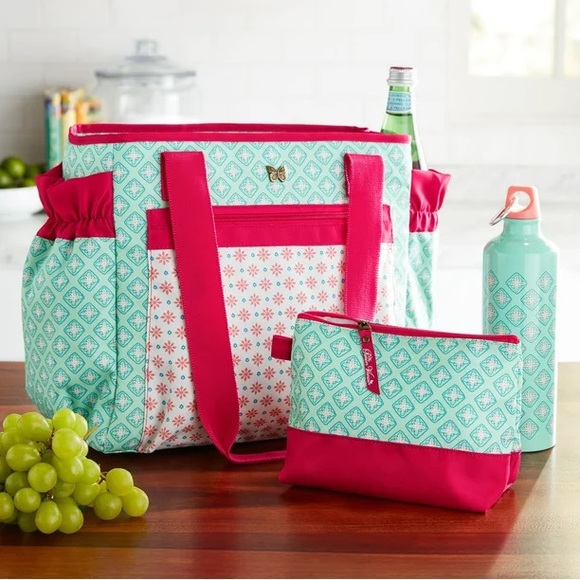 🌺 New Pioneer Woman Insulated Lunch Tote Kit Set with Bag & Bottle, Jewel Geo - Picture 1 of 6
